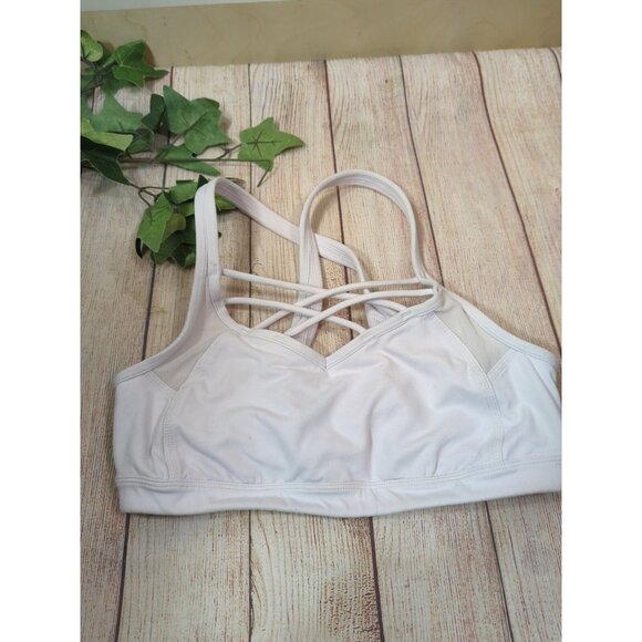 ATHLETA Women's White Sports Bra Cross Back Athletic Size Medium - Picture 2 of 5